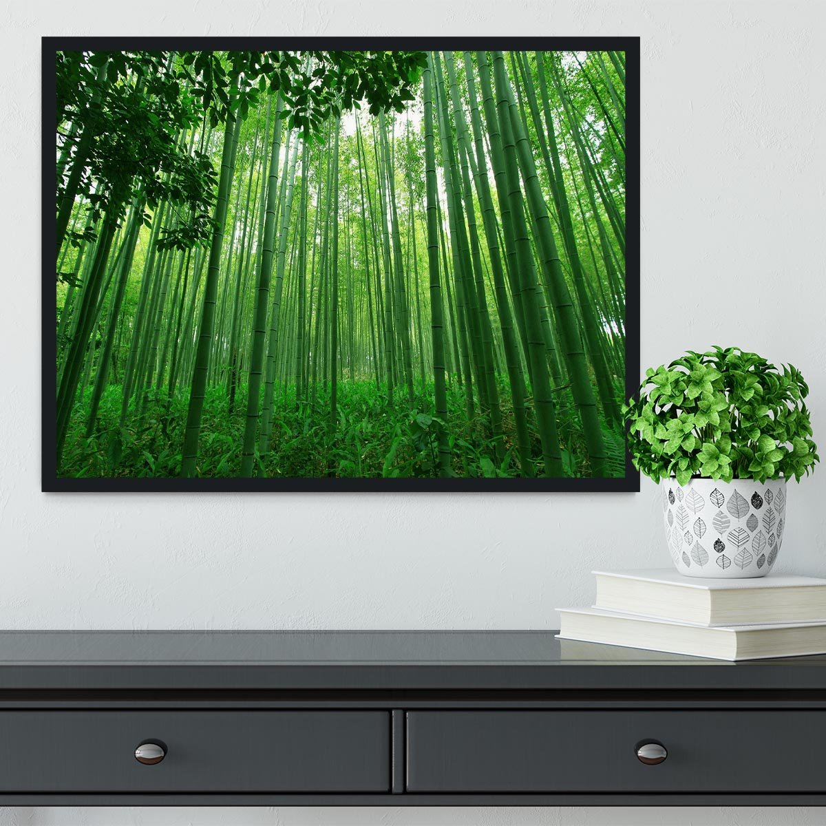 Green bamboo forest Framed Print - Canvas Art Rocks - 2
