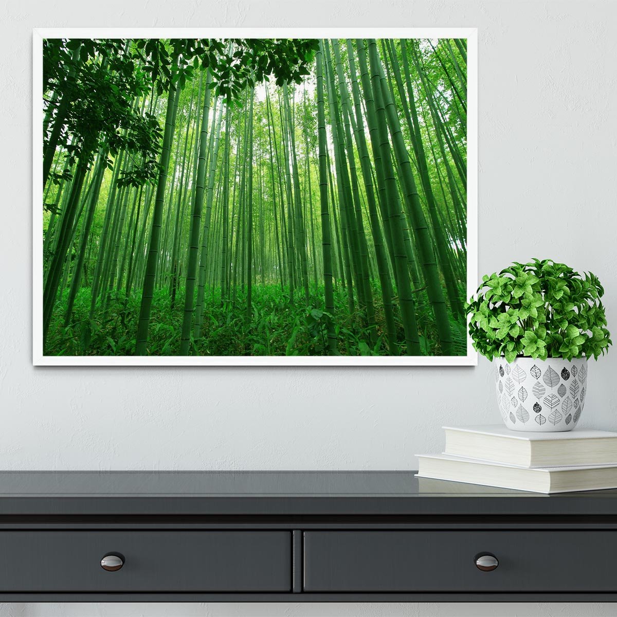 Green bamboo forest Framed Print - Canvas Art Rocks -6