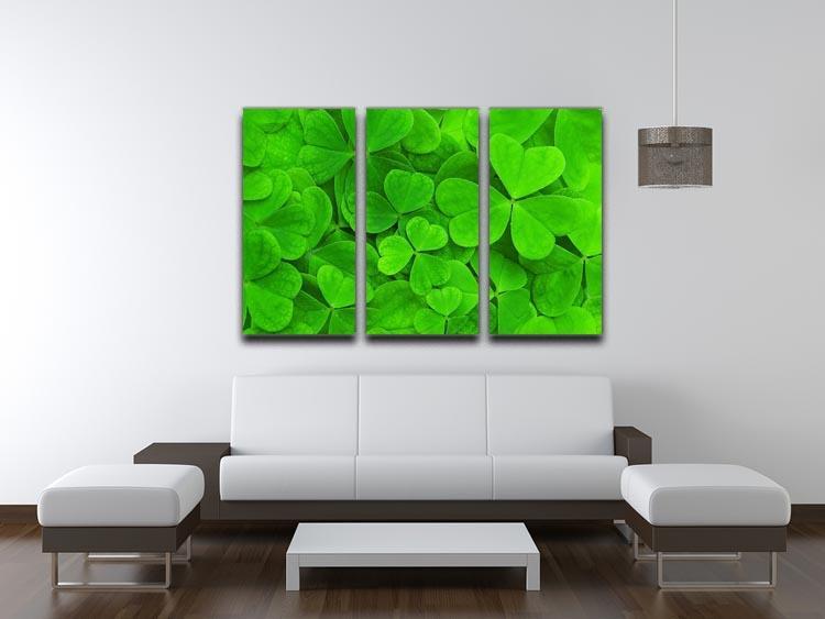 Green clover leaf 3 Split Panel Canvas Print - Canvas Art Rocks - 3