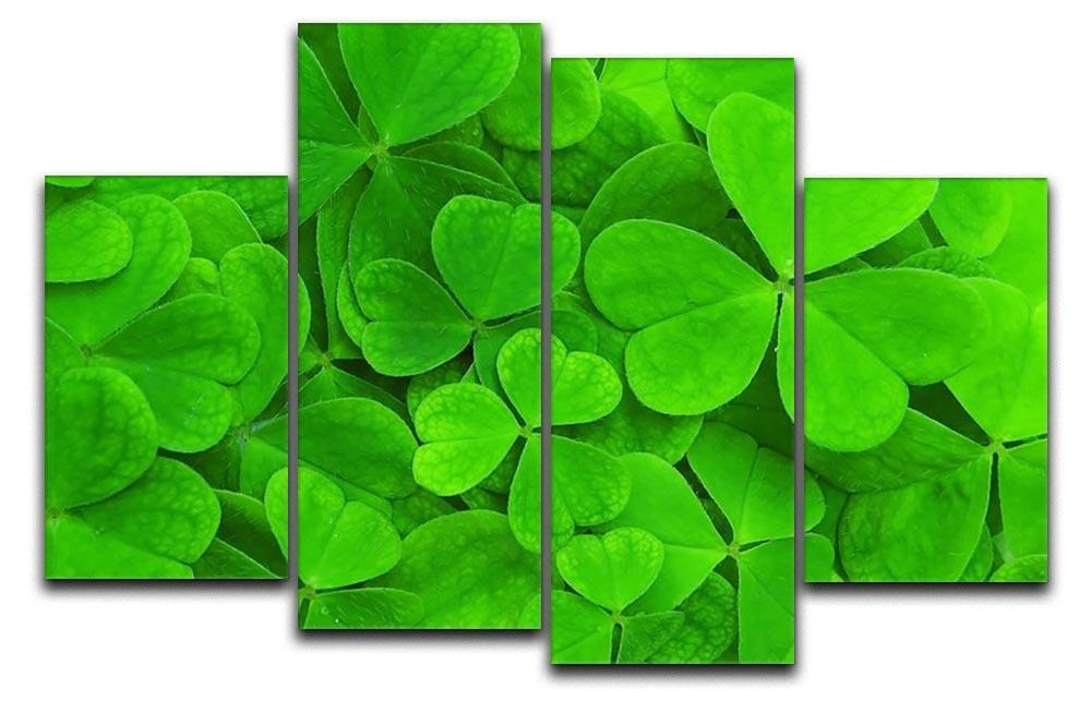 Green clover leaf 4 Split Panel Canvas  - Canvas Art Rocks - 1