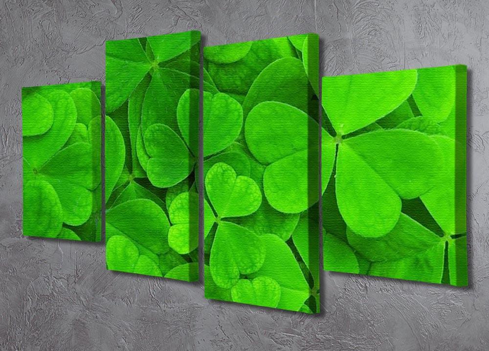 Green clover leaf 4 Split Panel Canvas  - Canvas Art Rocks - 2