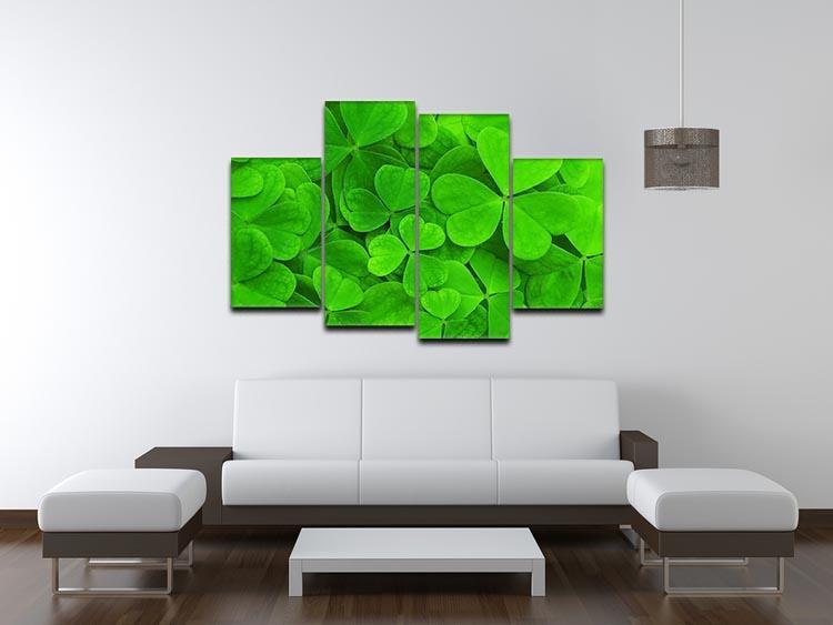 Green clover leaf 4 Split Panel Canvas  - Canvas Art Rocks - 3