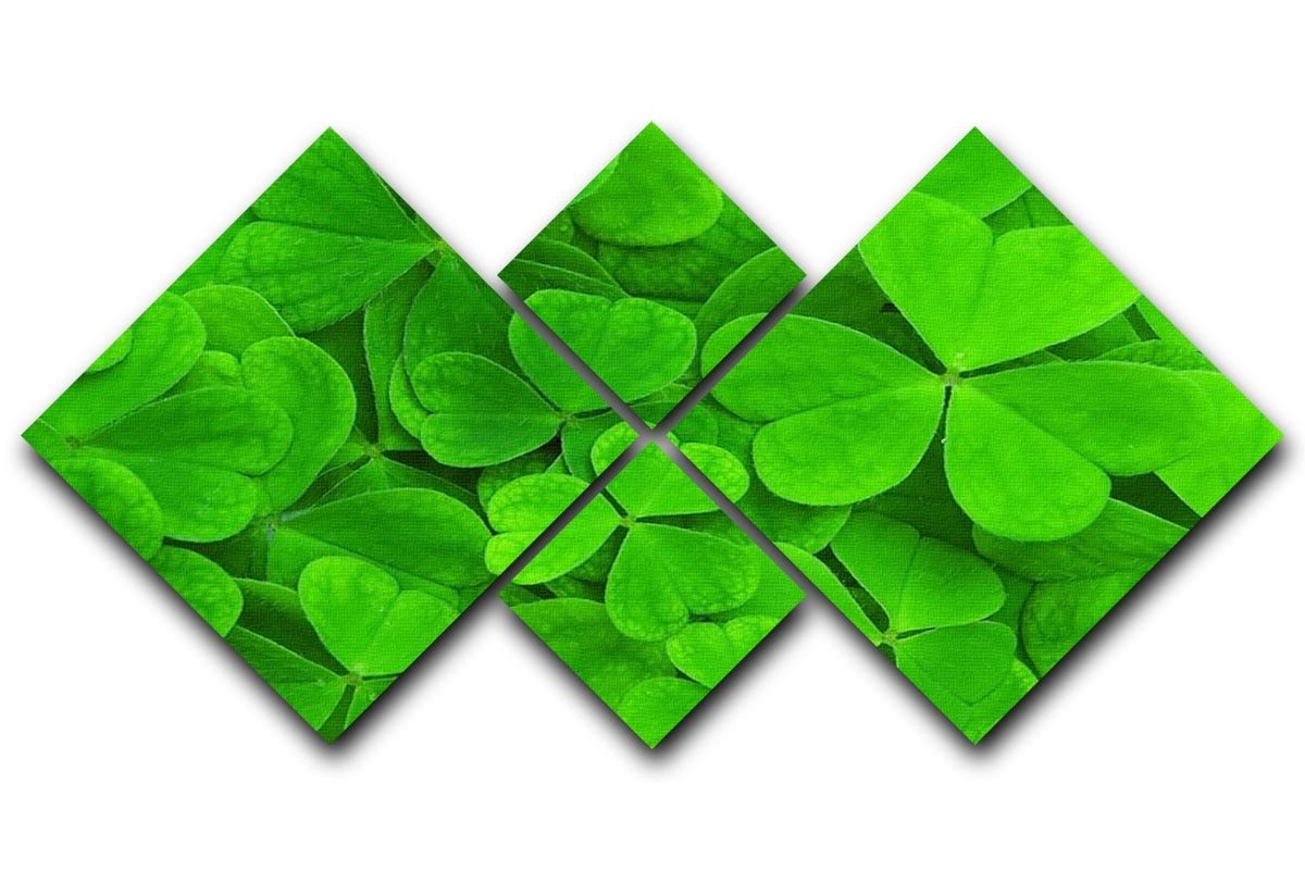 Green clover leaf 4 Square Multi Panel Canvas  - Canvas Art Rocks - 1
