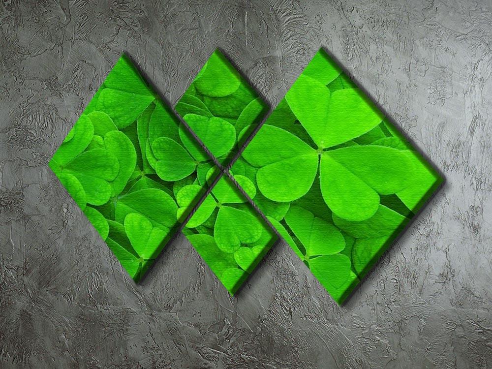 Green clover leaf 4 Square Multi Panel Canvas  - Canvas Art Rocks - 2
