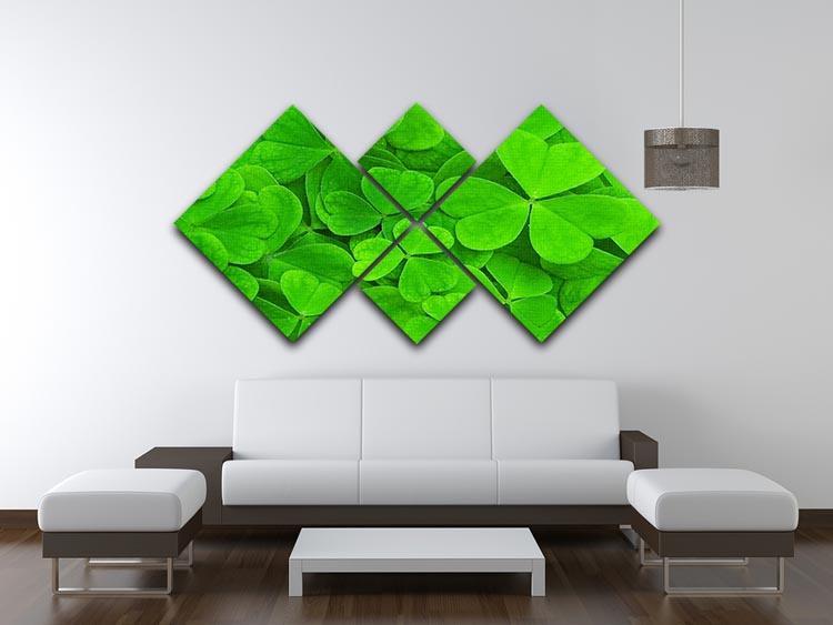 Green clover leaf 4 Square Multi Panel Canvas  - Canvas Art Rocks - 3