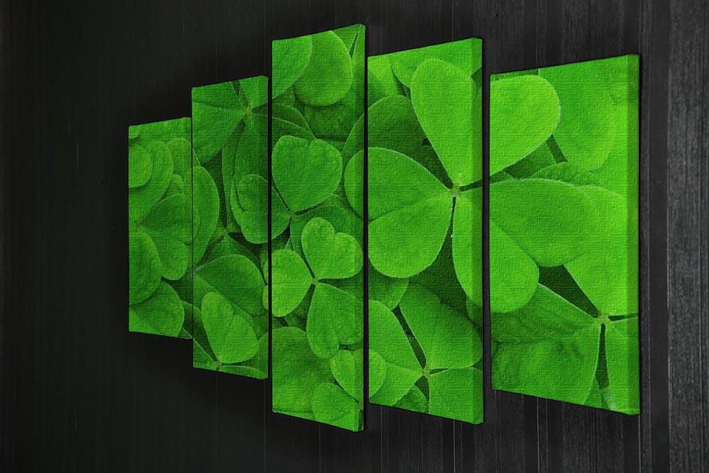Green clover leaf 5 Split Panel Canvas  - Canvas Art Rocks - 2