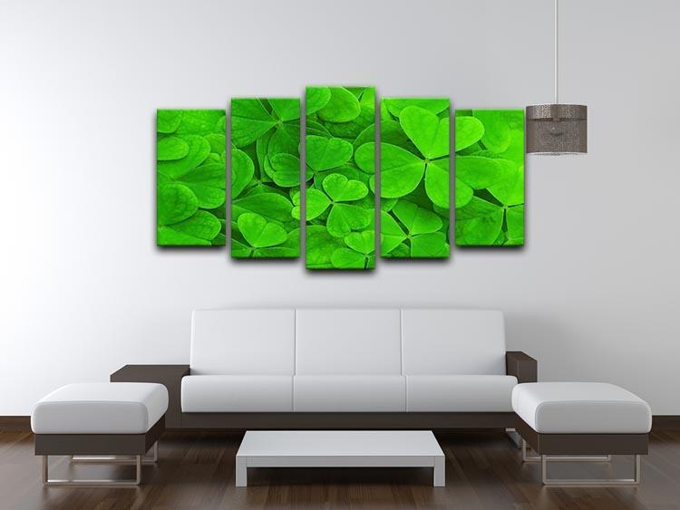 Green clover leaf 5 Split Panel Canvas  - Canvas Art Rocks - 3