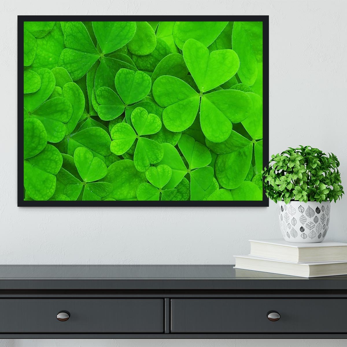 Green clover leaf Framed Print - Canvas Art Rocks - 2
