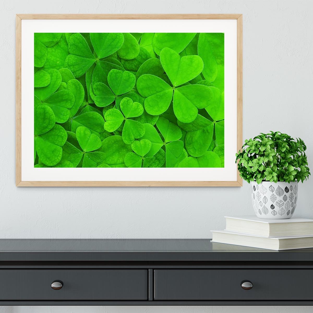 Green clover leaf Framed Print - Canvas Art Rocks - 3