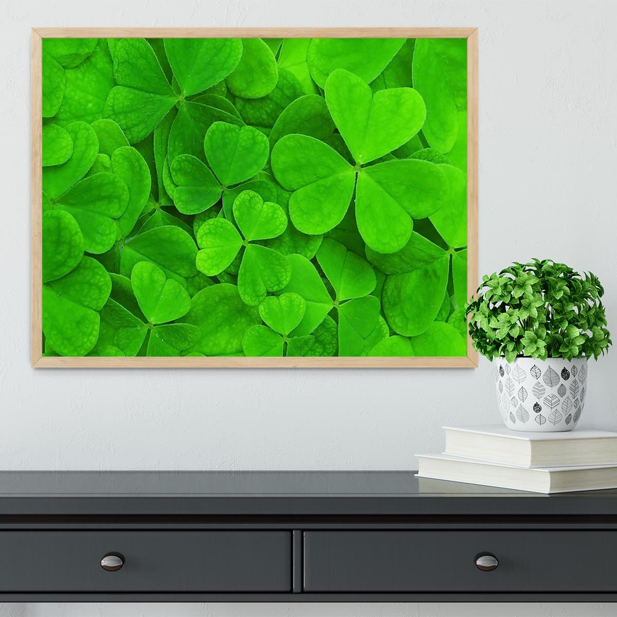 Green clover leaf Framed Print - Canvas Art Rocks - 4