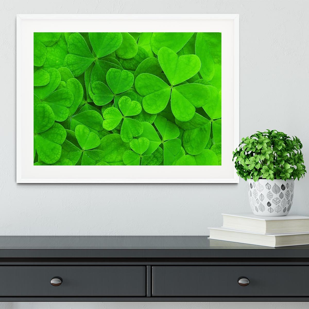 Green clover leaf Framed Print - Canvas Art Rocks - 5
