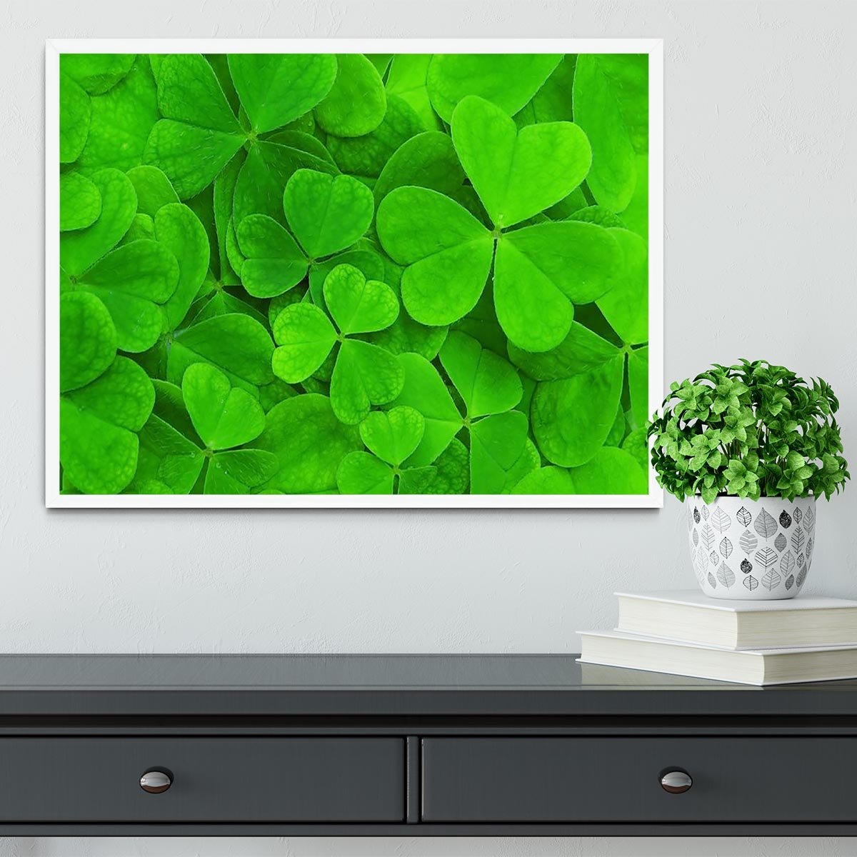 Green clover leaf Framed Print - Canvas Art Rocks -6