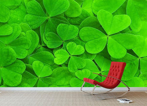 Green clover leaf Wall Mural Wallpaper - Canvas Art Rocks - 2