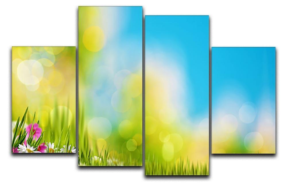 Green foliage under bright summer sun 4 Split Panel Canvas  - Canvas Art Rocks - 1