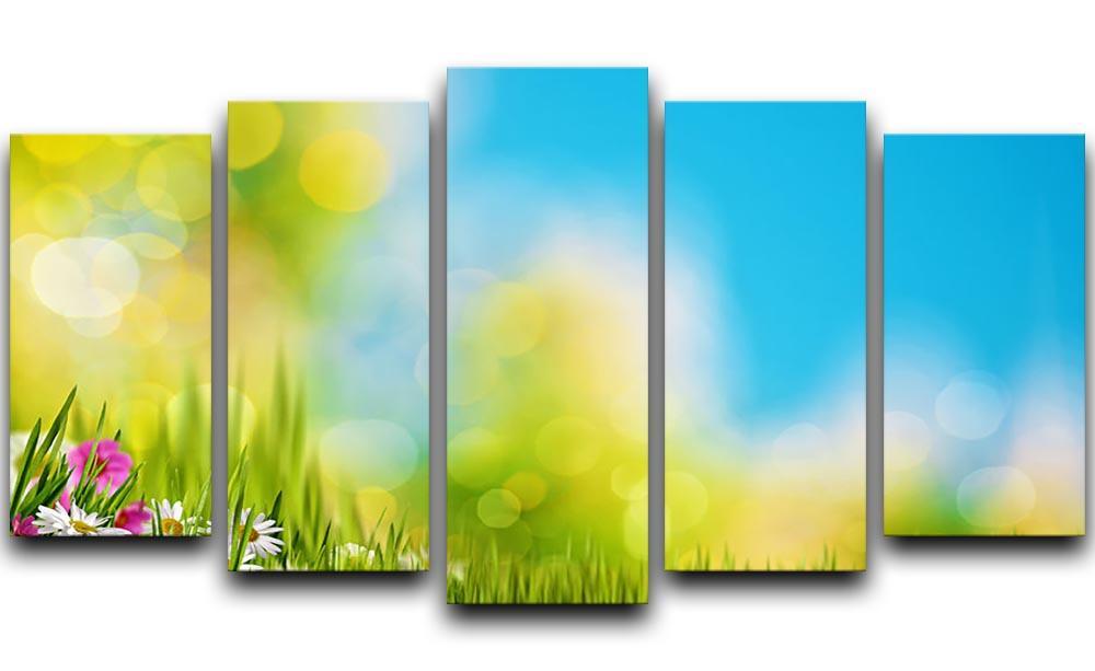 Green foliage under bright summer sun 5 Split Panel Canvas  - Canvas Art Rocks - 1
