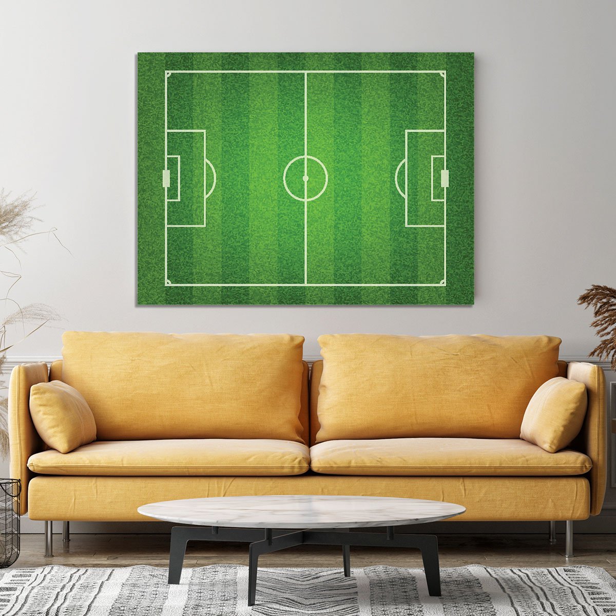 Green grass soccer field Canvas Print or Poster