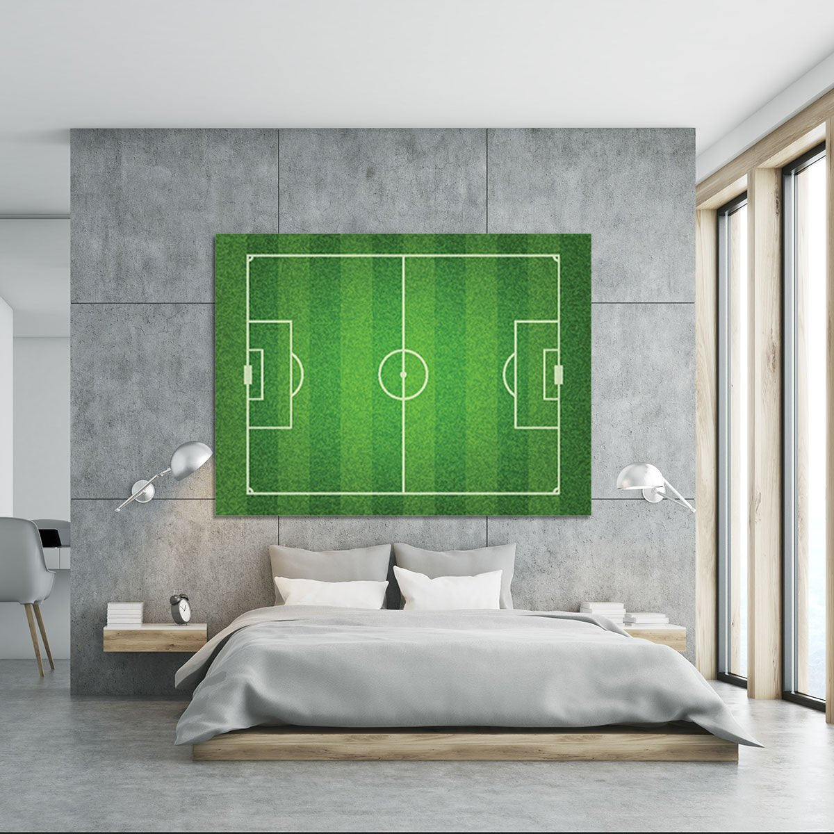 Green grass soccer field Canvas Print or Poster