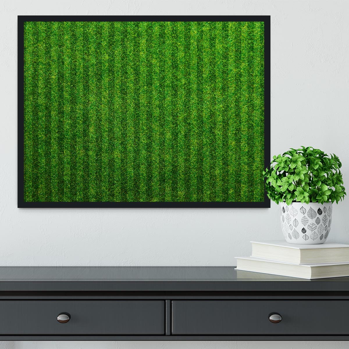 Green grass soccer field Framed Print - Canvas Art Rocks - 2