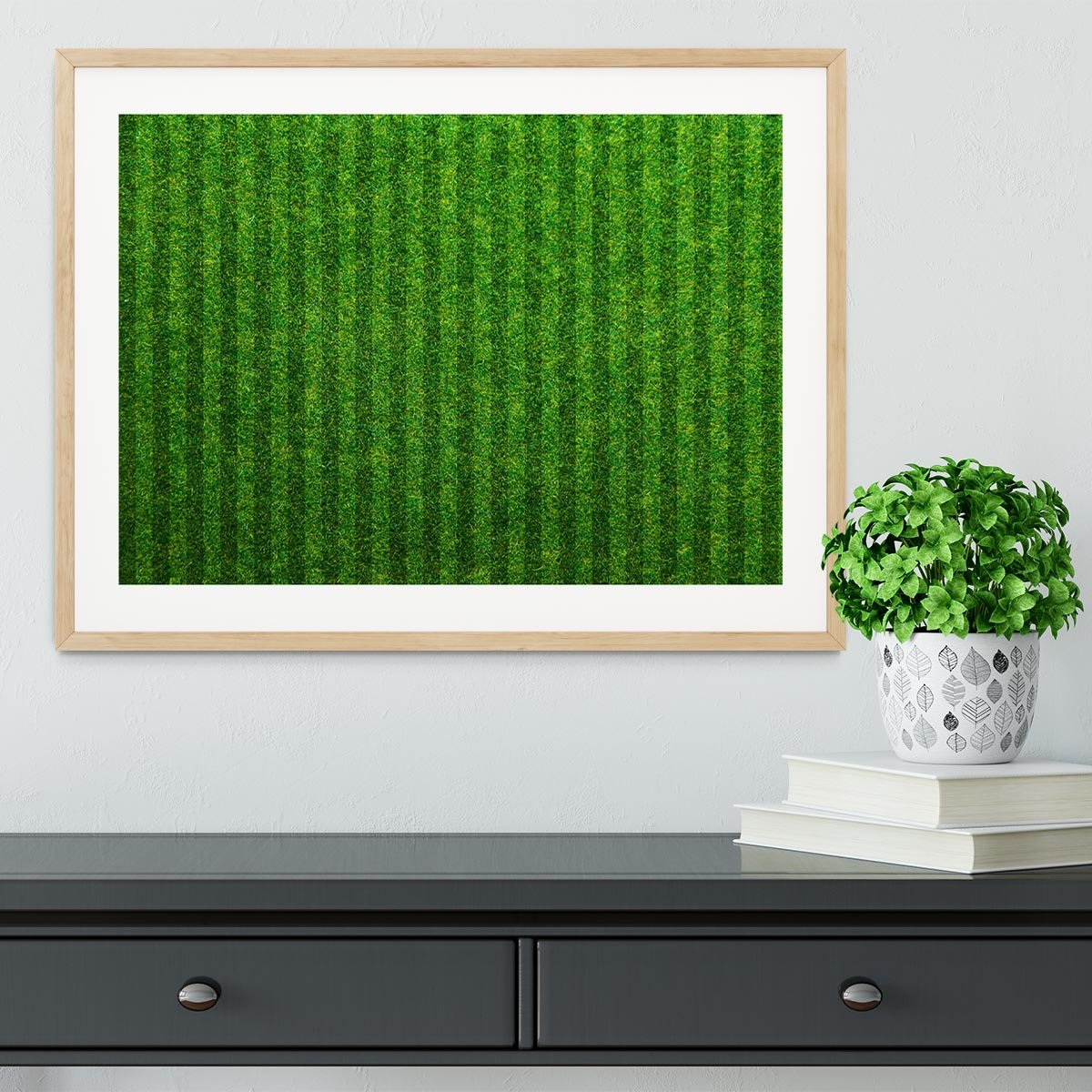 Green grass soccer field Framed Print - Canvas Art Rocks - 3