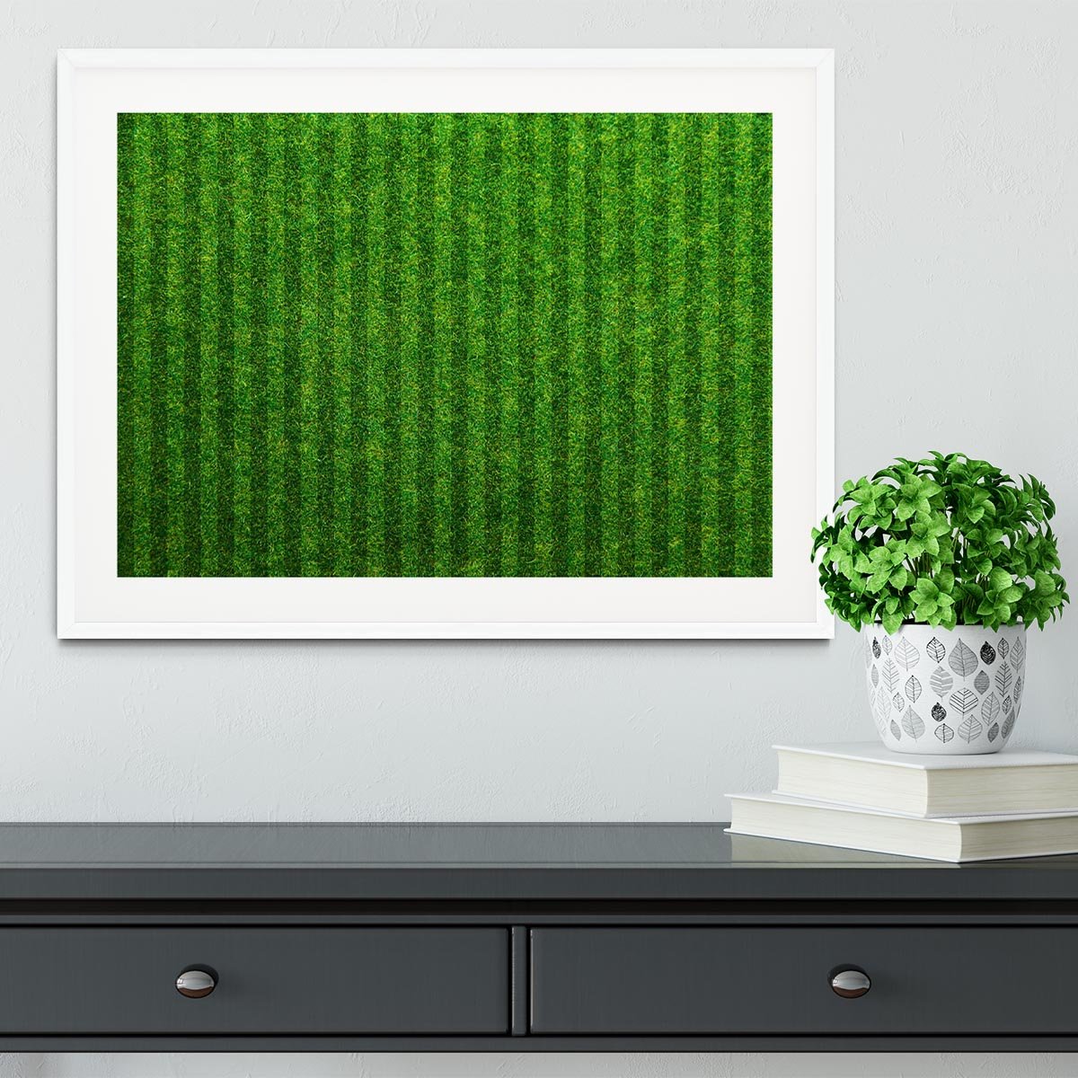 Green grass soccer field Framed Print - Canvas Art Rocks - 5