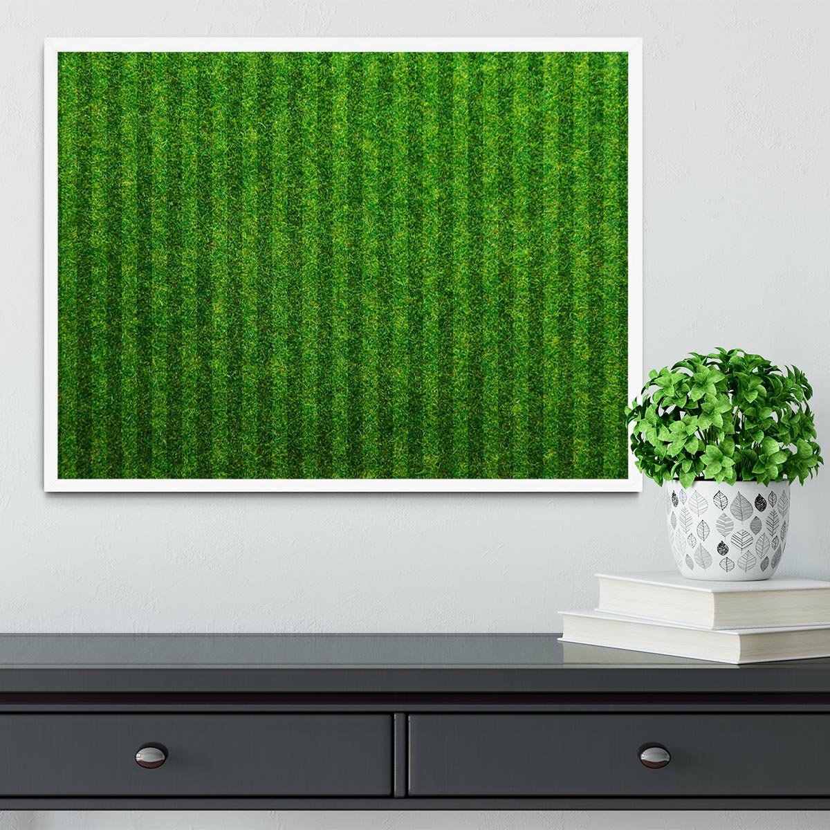 Green grass soccer field Framed Print - Canvas Art Rocks -6