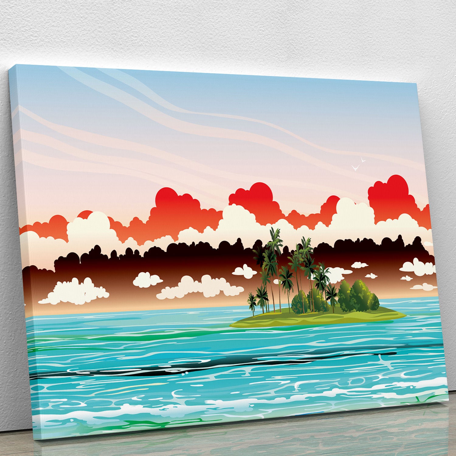 Green island with coconut palms Canvas Print or Poster - Canvas Art Rocks - 1