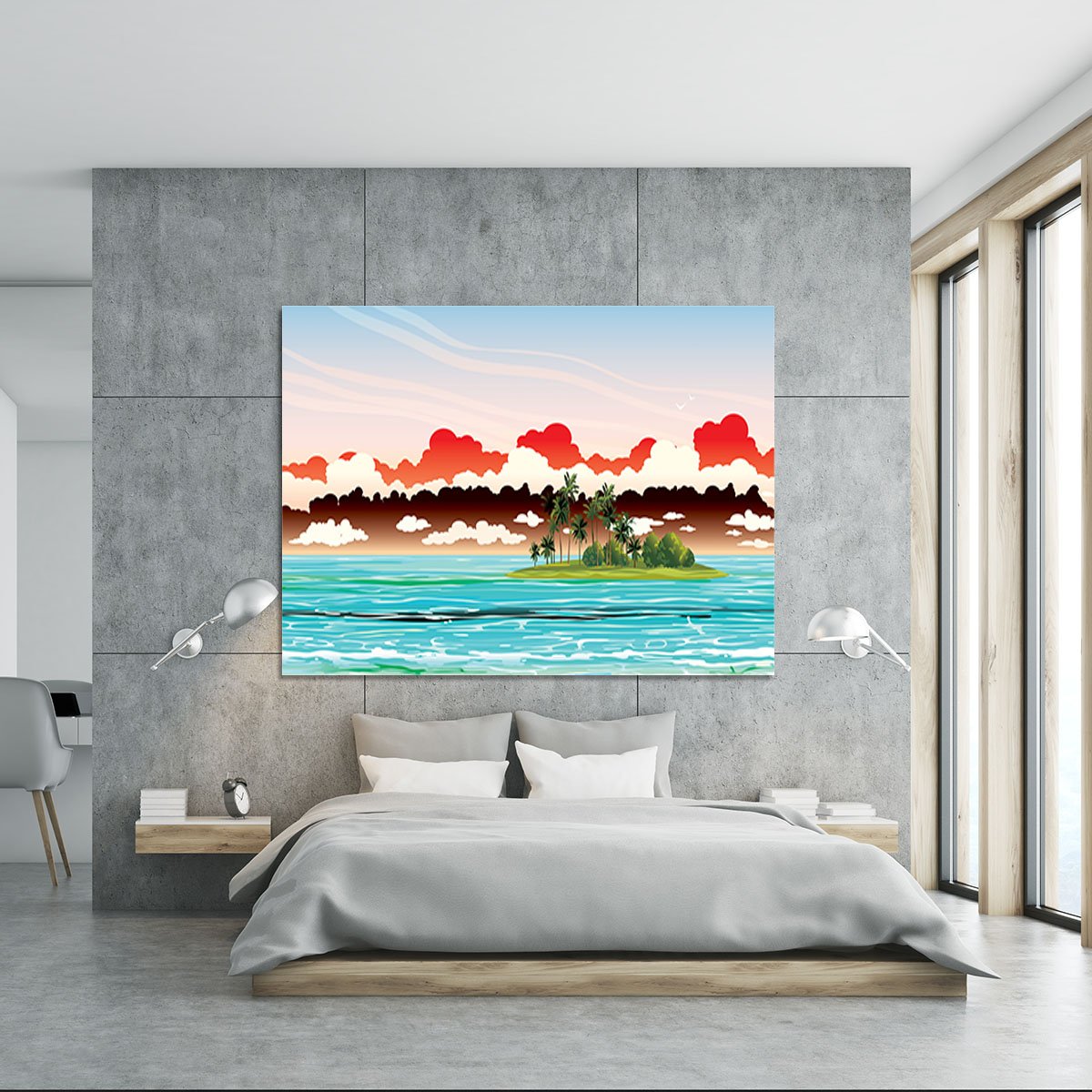 Green island with coconut palms Canvas Print or Poster