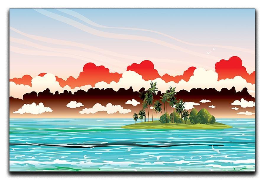 Green island with coconut palms Canvas Print or Poster  - Canvas Art Rocks - 1