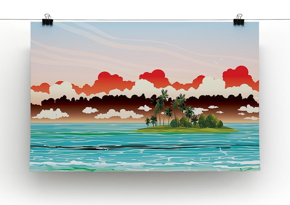 Green island with coconut palms Canvas Print or Poster - Canvas Art Rocks - 2