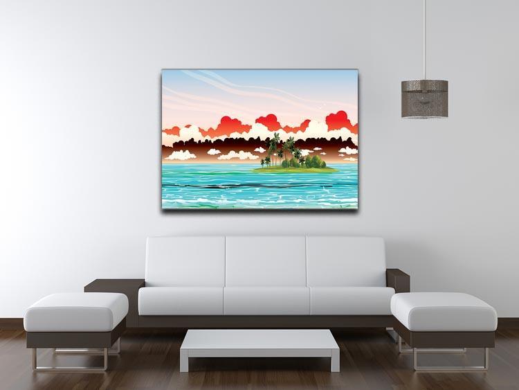 Green island with coconut palms Canvas Print or Poster - Canvas Art Rocks - 4