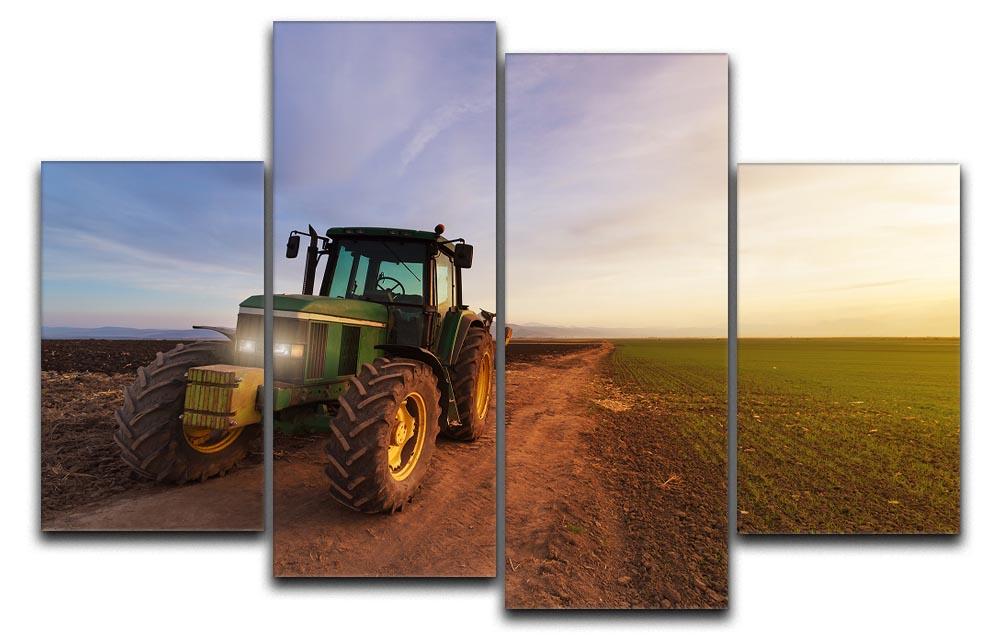 Green tractor 4 Split Panel Canvas  - Canvas Art Rocks - 1