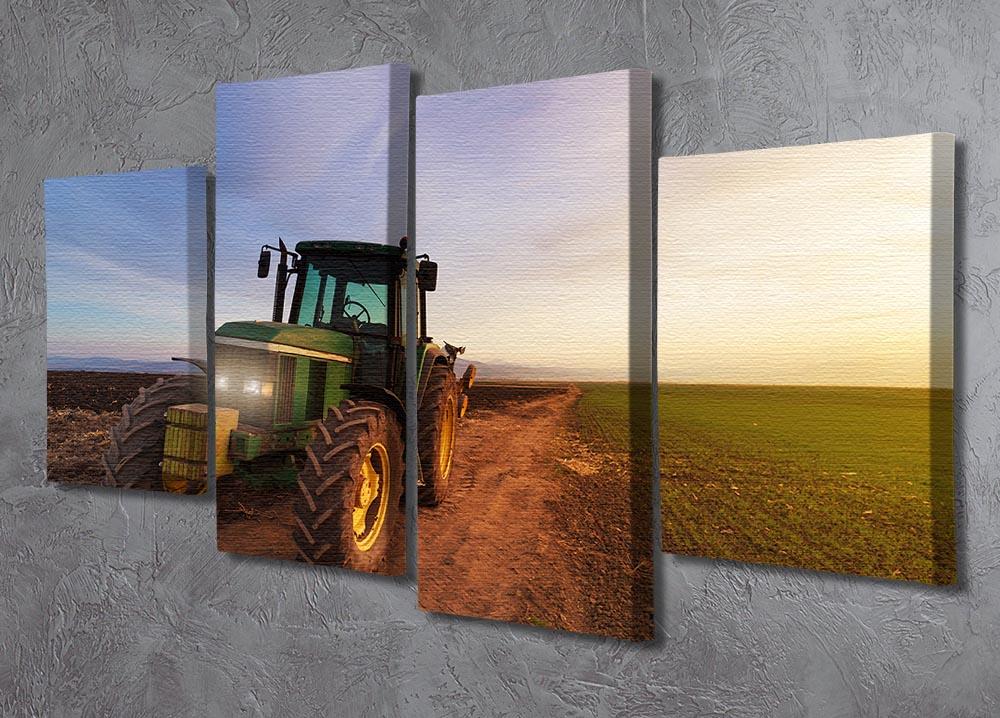 Green tractor 4 Split Panel Canvas  - Canvas Art Rocks - 2