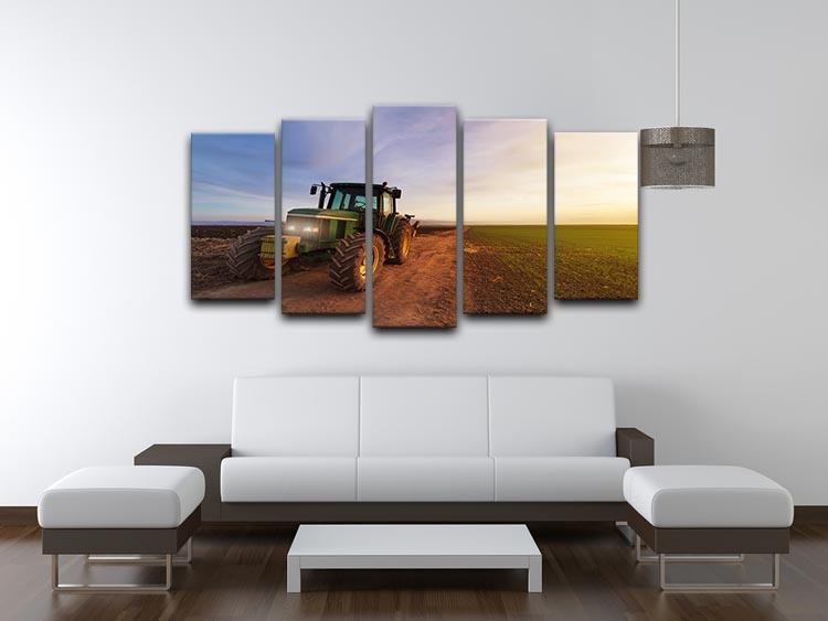 Green tractor 5 Split Panel Canvas  - Canvas Art Rocks - 3