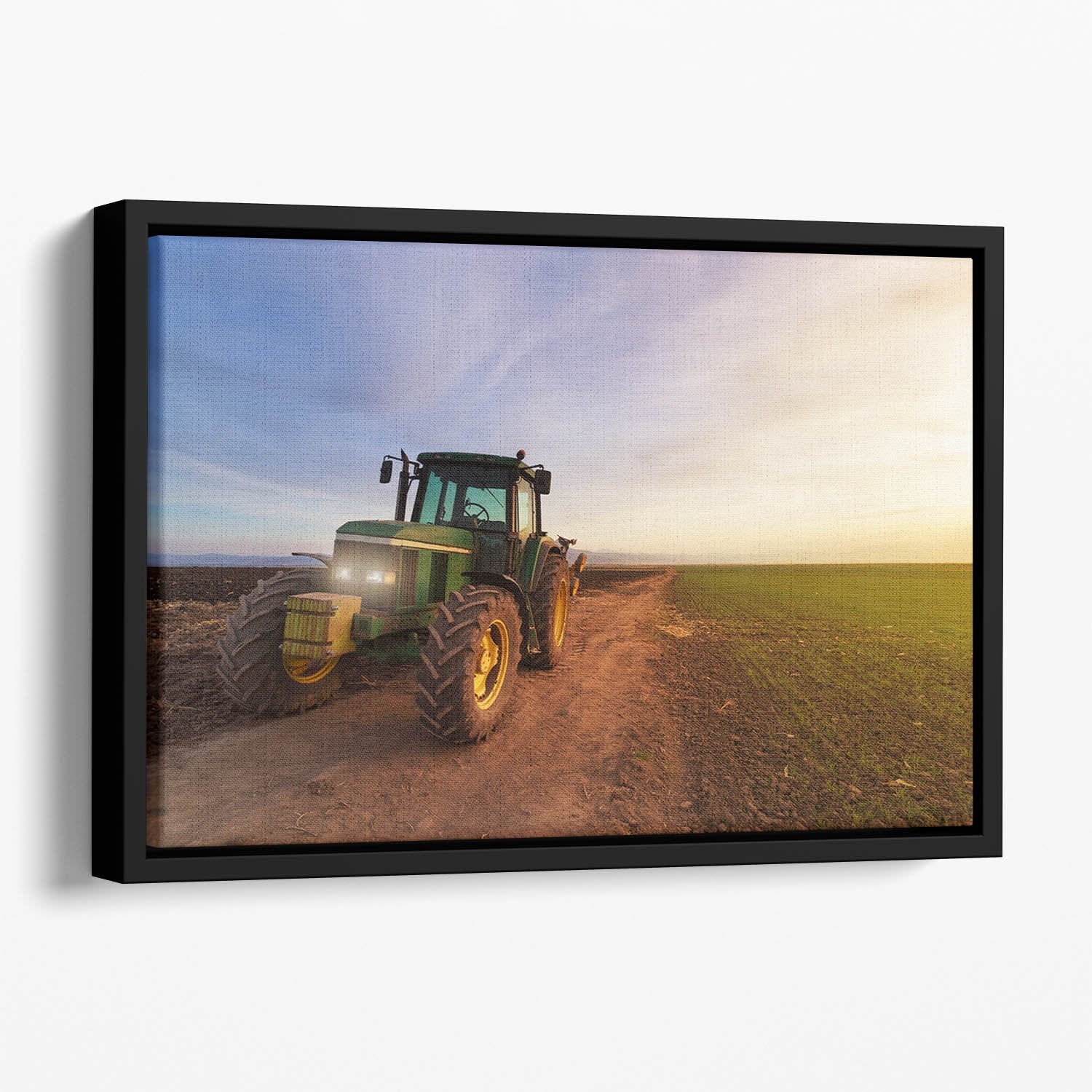 Green tractor Floating Framed Canvas