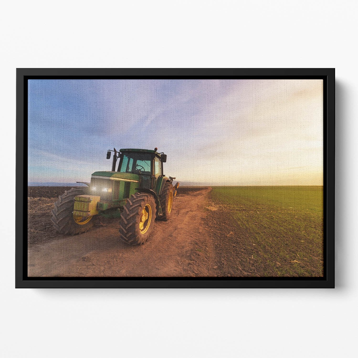 Green tractor Floating Framed Canvas