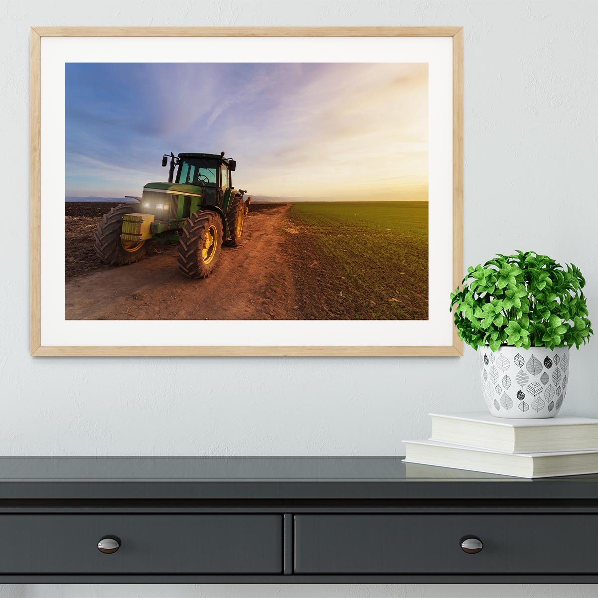 Green tractor Framed Print - Canvas Art Rocks - 3
