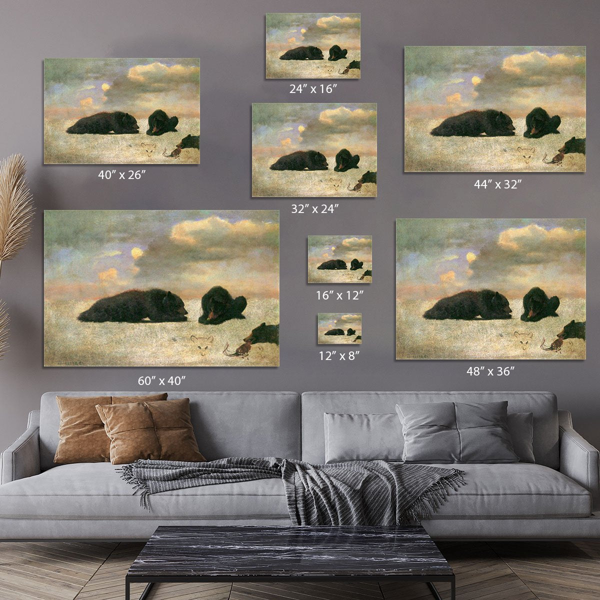 Grizzly Bears by Bierstadt Canvas Print or Poster