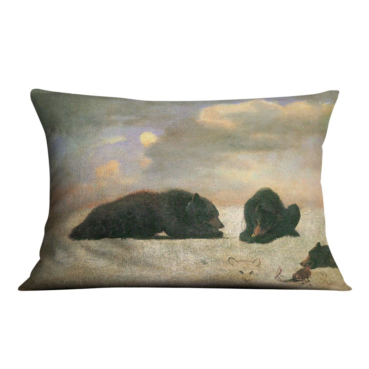 Grizzly Bears by Bierstadt Cushion - Canvas Art Rocks - 4