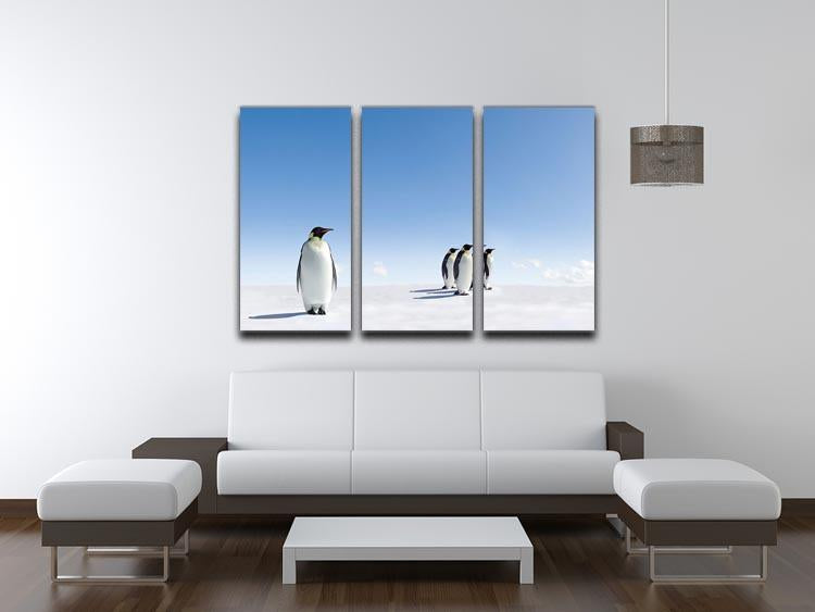 Group of Emperor Penguins in Antarctica 3 Split Panel Canvas Print - Canvas Art Rocks - 3