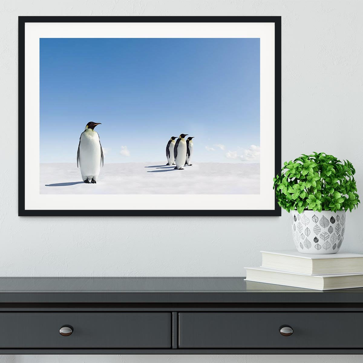 Group of Emperor Penguins in Antarctica Framed Print - Canvas Art Rocks - 1