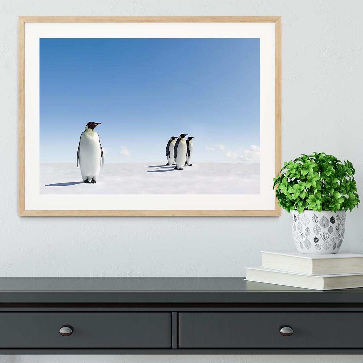 Group of Emperor Penguins in Antarctica Framed Print - Canvas Art Rocks - 3