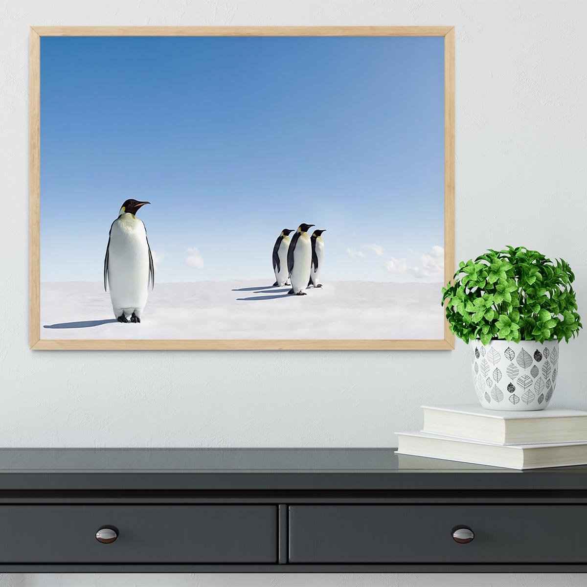 Group of Emperor Penguins in Antarctica Framed Print - Canvas Art Rocks - 4