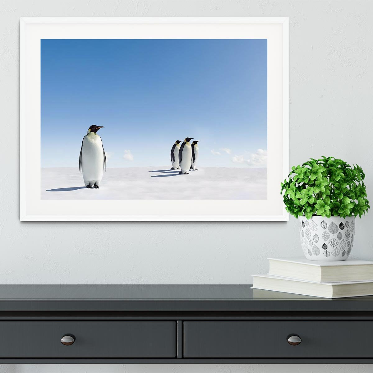 Group of Emperor Penguins in Antarctica Framed Print - Canvas Art Rocks - 5