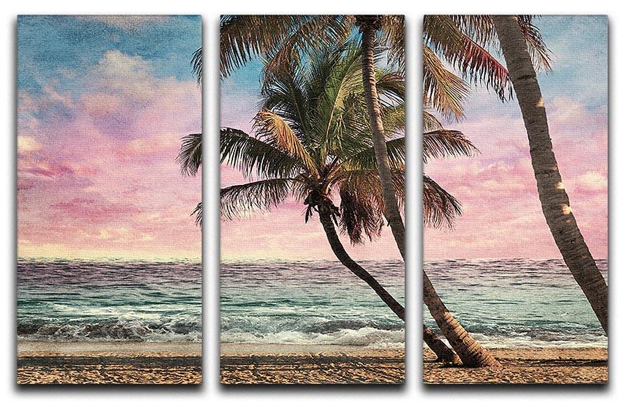 Grunge Image Of Tropical Beach 3 Split Panel Canvas Print - Canvas Art Rocks - 1