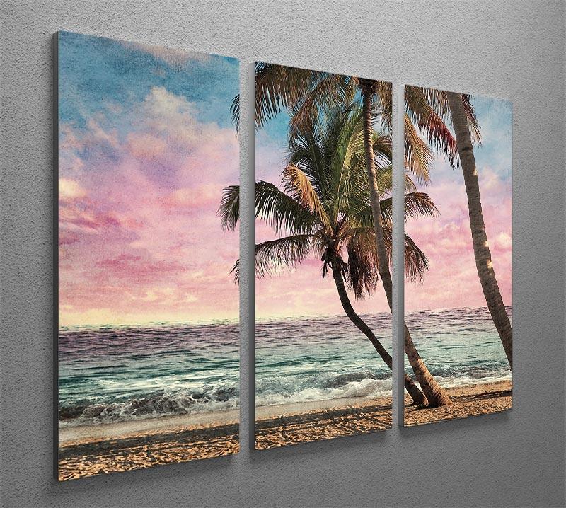 Grunge Image Of Tropical Beach 3 Split Panel Canvas Print - Canvas Art Rocks - 2