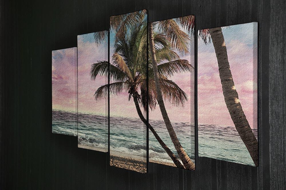 Grunge Image Of Tropical Beach 5 Split Panel Canvas - Canvas Art Rocks - 2