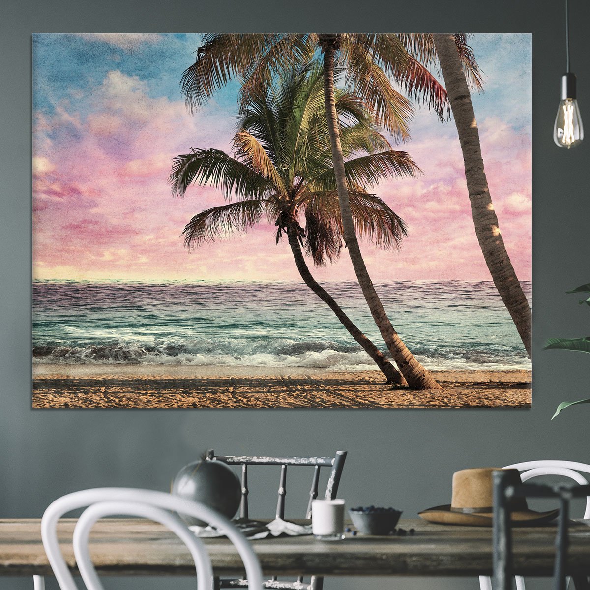 Grunge Image Of Tropical Beach Canvas Print or Poster