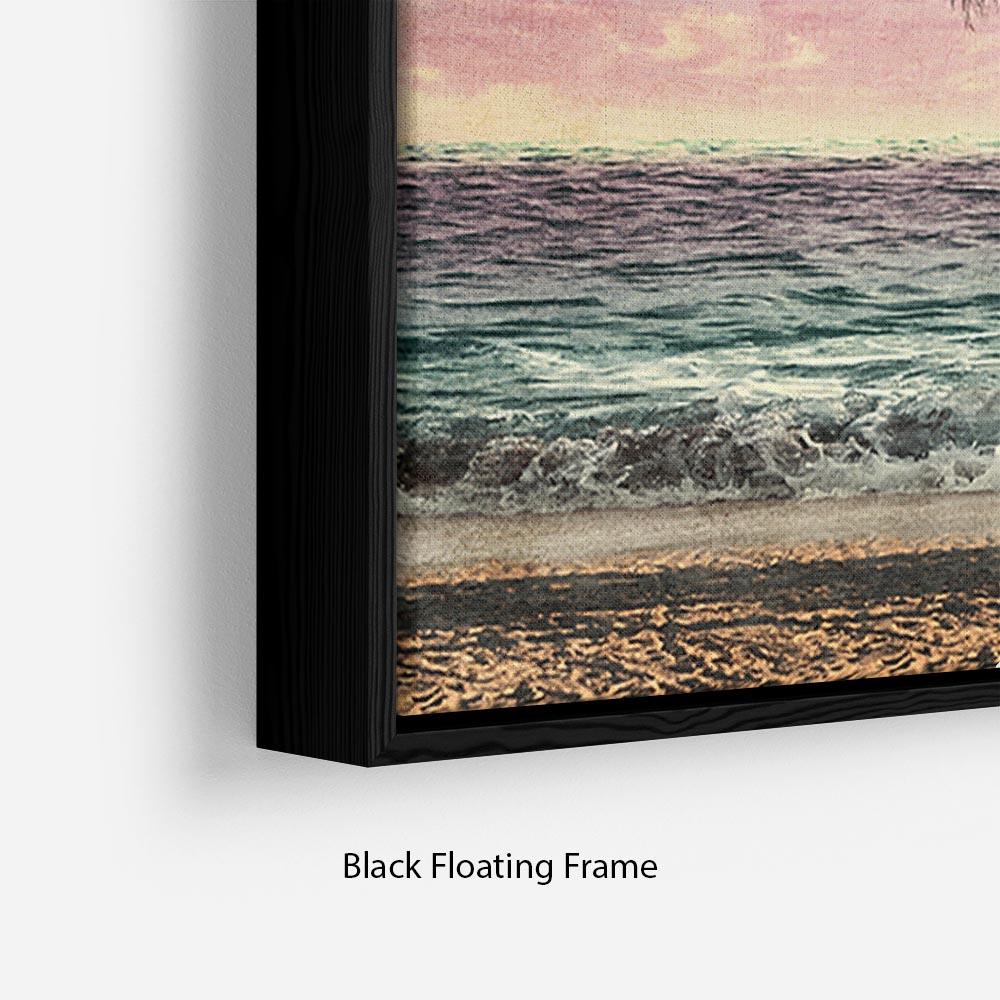 Grunge Image Of Tropical Beach Floating Frame Canvas - Canvas Art Rocks - 2