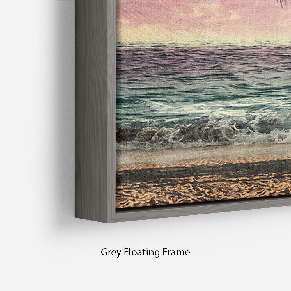 Grunge Image Of Tropical Beach Floating Frame Canvas - Canvas Art Rocks - 4