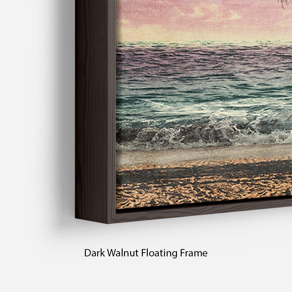 Grunge Image Of Tropical Beach Floating Frame Canvas - Canvas Art Rocks - 6